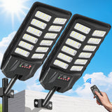 Solar Street Lights Outdoor - 16000 Lumens Solar Parking Lot Lights, LED Wide Angle Lamp with Motion Sensor IP67 Waterproof Commercial Lighting