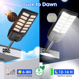 Solar Street Lights Outdoor - 16000 Lumens Solar Parking Lot Lights, LED Wide Angle Lamp with Motion Sensor IP67 Waterproof Commercial Lighting
