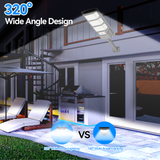 TENKOO Solar Street Lights Outdoor 4 Pack Solar Parking Lot Lights, 20000 Lumen Street Light with Motion Sensor LED Wide Angle Lamp Waterproof IP67 Commercial Lighting for Yard