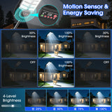 Solar Street Lights Outdoor - 16000 Lumens Solar Parking Lot Lights, LED Wide Angle Lamp with Motion Sensor IP67 Waterproof Commercial Lighting