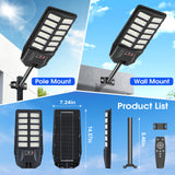 Solar Street Lights Outdoor - 16000 Lumens Solar Parking Lot Lights, LED Wide Angle Lamp with Motion Sensor IP67 Waterproof Commercial Lighting