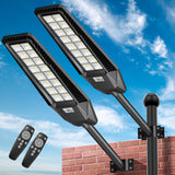 TENKOO 2 Pack TW Solar Street Light, 384 LEDs 8000LM Dusk to Dawn Outdoor Solar Powered Parking Lot Motion Sensor Waterproof IP66 Remote Control for Yard, Garden, Street, Basketball Court