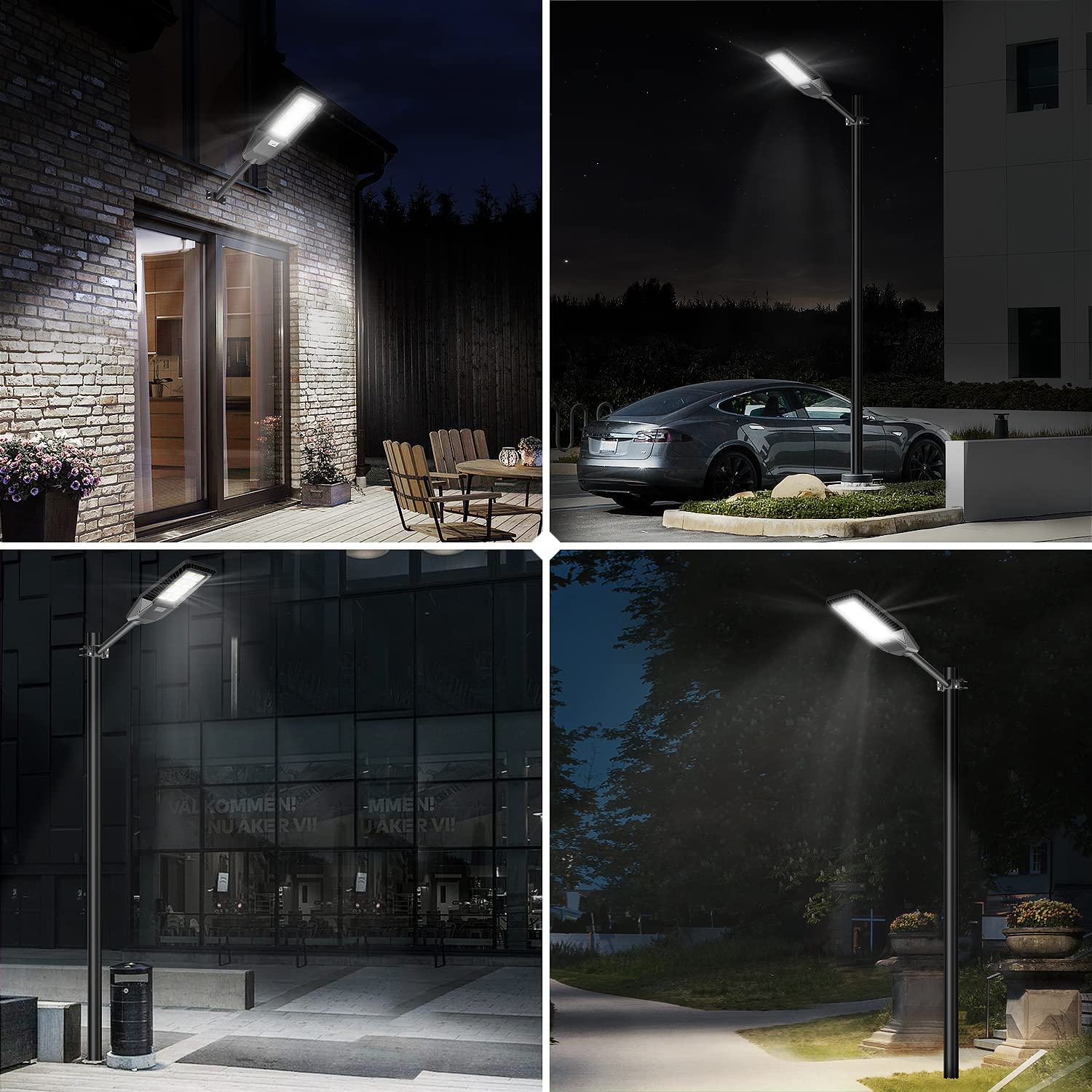 500W LED Solar Street Lights Outdoor， Dusk to Dawn Security Flood Light  with Remote Control ＆ Pole， Wireless， Waterproof， Perfect for Yard， Parking  l 最大の割引 DIY、工具