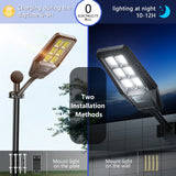 TENKOO LED Solar Street Light Outdoor 2 Pack 5000LM 300W Motion Sensor Lamp Waterproof IP66 Security Powered for Dusk Dawn Court and Parking Lot Solares Flood Lights Commercial Streetlight