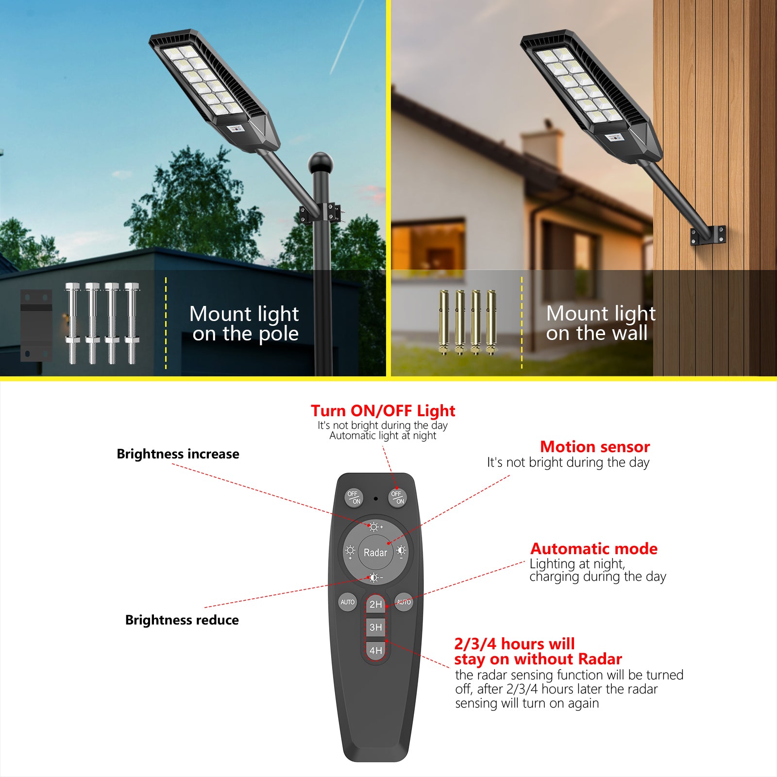 TENKOO 600W Solar Street Light,15000LM Dusk to Dawn Solar Powered Park –  TENKOO Solar Street Light